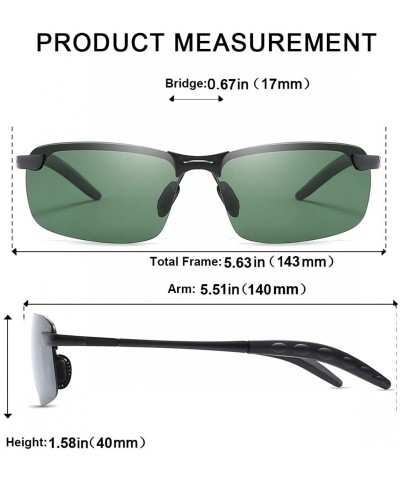 Rimless Polarized Sports Sunglasses Day And Night Driving Glasses Metal Frame Al-Mg Glasses - Green - CZ18MGIGS9L $8.80