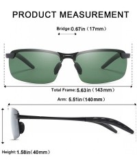 Rimless Polarized Sports Sunglasses Day And Night Driving Glasses Metal Frame Al-Mg Glasses - Green - CZ18MGIGS9L $8.80