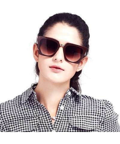 Rectangular Designer Oversized Men Women Sunglasses UV400 Protection 508 - Brown - C212FODNQY1 $50.91