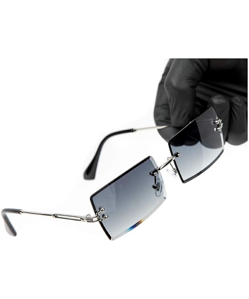 Polarized Rectangular Rimless Sunglasses for Mens