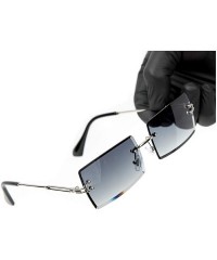 Rimless Men's Women's Rimless Dark Gray Rectangular Tint Polarized Buffs Sunglasses - CJ1900E3258 $17.67
