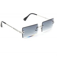 Rimless Men's Women's Rimless Dark Gray Rectangular Tint Polarized Buffs Sunglasses - CJ1900E3258 $17.67