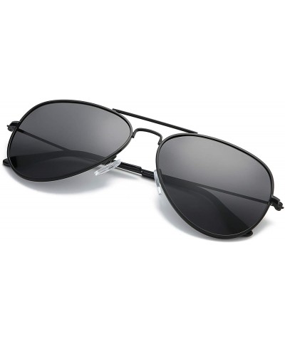 Aviator Aviator Sunglasses for Mens Womens Mirrored Sun Glasses Shades with Uv400 - Black Grey - CM18LDXT2N5 $9.05