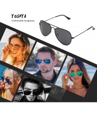 Aviator Aviator Sunglasses for Mens Womens Mirrored Sun Glasses Shades with Uv400 - Black Grey - CM18LDXT2N5 $9.05