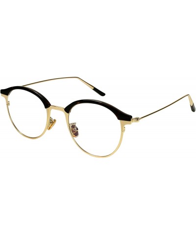 Oval Vintage Oval Round Keyhole Two-tone Frame w/Clear Lens EC51112 - Tortoise-gold Frame/Clear Lens - CI188AAQU6W $21.56