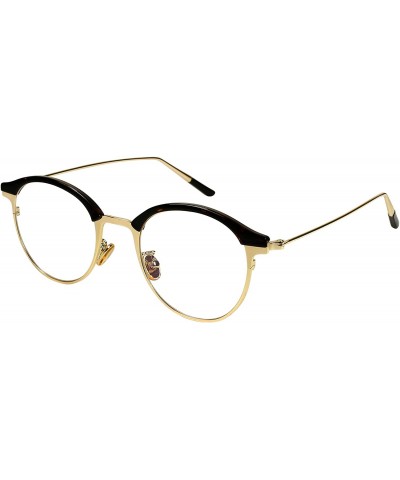 Oval Vintage Oval Round Keyhole Two-tone Frame w/Clear Lens EC51112 - Tortoise-gold Frame/Clear Lens - CI188AAQU6W $10.04