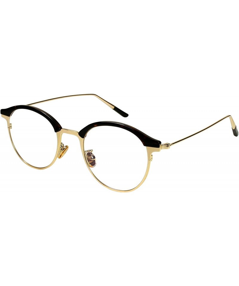 Oval Vintage Oval Round Keyhole Two-tone Frame w/Clear Lens EC51112 - Tortoise-gold Frame/Clear Lens - CI188AAQU6W $10.04
