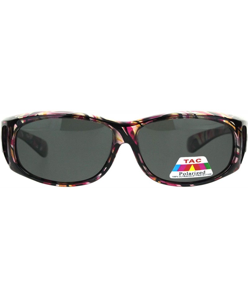 Rectangular Polarized Womens Geo Pattern 55mm Rectangle Translucent Plastic Fit Over Sunglasses - Fuchsia Red - C118IR09HTR $...