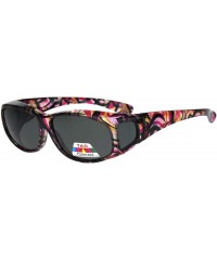 Rectangular Polarized Womens Geo Pattern 55mm Rectangle Translucent Plastic Fit Over Sunglasses - Fuchsia Red - C118IR09HTR $...