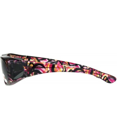 Rectangular Polarized Womens Geo Pattern 55mm Rectangle Translucent Plastic Fit Over Sunglasses - Fuchsia Red - C118IR09HTR $...