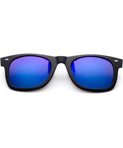 Round Newbee Fashion Polarized Clip Sunglasses - 50mm 2 Pack Black & Blue-w/Pouch - CJ18I6XK34M $13.91