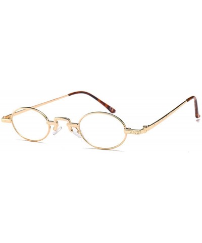 Round Unisex Vintage Oval Glasses Small Metal Frames Sunglasses UV400 - Glod White - CW18NL9ZGGX $9.08