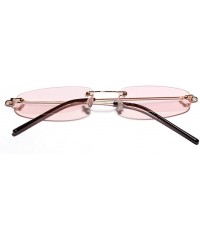 Rectangular Narrow Rectangle Sunglasses Women Tiny Rimless Sun Glasses For Men Frameless - Clear Pink - CD18ID8N6L6 $8.75