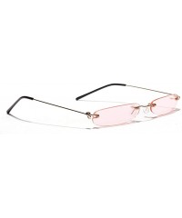 Rectangular Narrow Rectangle Sunglasses Women Tiny Rimless Sun Glasses For Men Frameless - Clear Pink - CD18ID8N6L6 $8.75