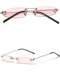 Rectangular Narrow Rectangle Sunglasses Women Tiny Rimless Sun Glasses For Men Frameless - Clear Pink - CD18ID8N6L6 $8.75