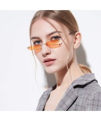 Rectangular Narrow Rectangle Sunglasses Women Tiny Rimless Sun Glasses For Men Frameless - Clear Pink - CD18ID8N6L6 $8.75