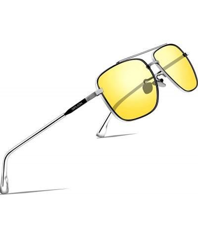 Round Men's Driving Sunglasses Polarized UV Protection Rectangular Metal sun glasses - Hd Night Glasses - C718UHIU4IU $18.50