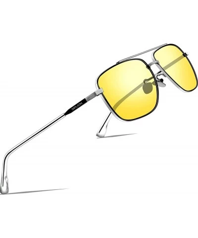 Round Men's Driving Sunglasses Polarized UV Protection Rectangular Metal sun glasses - Hd Night Glasses - C718UHIU4IU $33.48