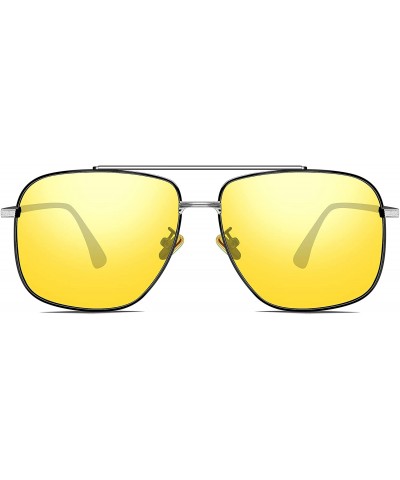 Round Men's Driving Sunglasses Polarized UV Protection Rectangular Metal sun glasses - Hd Night Glasses - C718UHIU4IU $18.50