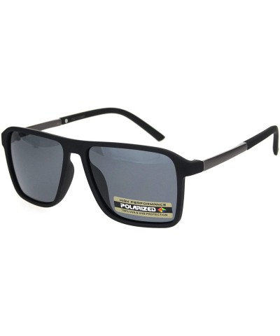 Rectangular Polarized Mafia Mobster Flat Top Racer Luxury Sporty Sunglasses - Matte Black - CD18OK2YXWY $23.14