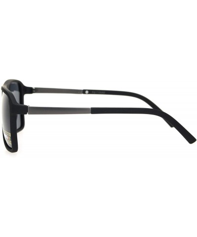 Rectangular Polarized Mafia Mobster Flat Top Racer Luxury Sporty Sunglasses - Matte Black - CD18OK2YXWY $23.14