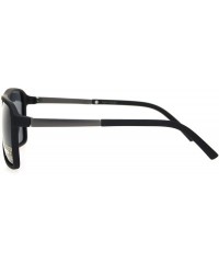 Rectangular Polarized Mafia Mobster Flat Top Racer Luxury Sporty Sunglasses - Matte Black - CD18OK2YXWY $23.14