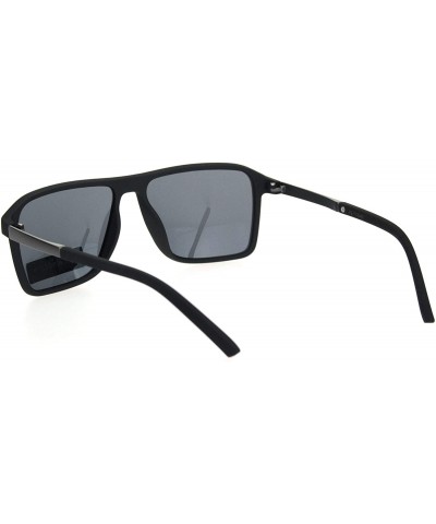 Rectangular Polarized Mafia Mobster Flat Top Racer Luxury Sporty Sunglasses - Matte Black - CD18OK2YXWY $13.57