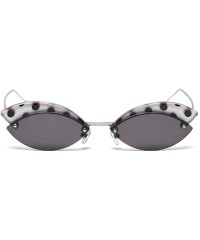 Oval Designer Frameless sunglassesSunglasses Vintage Reflective - Black - CY19994ILSQ $13.05