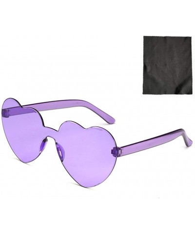 Rimless Fashion Heart Rimless Sunglasses - H - C11908R7MCD $10.06