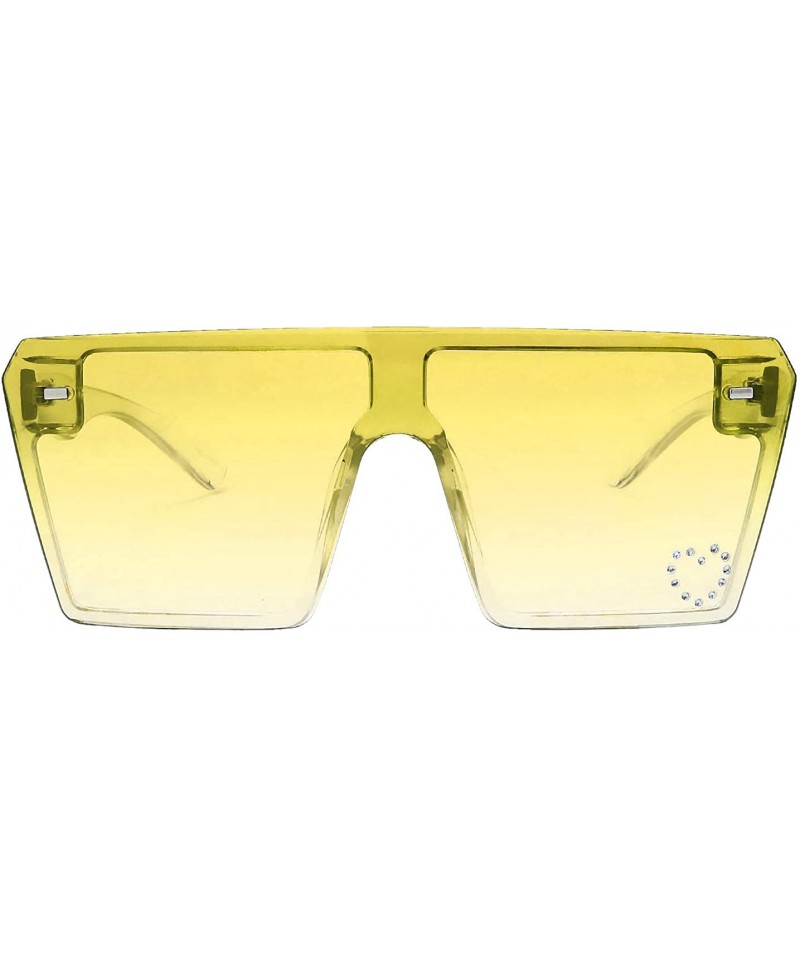 Shield Large Oversized Fashion Square Flat Top Sunglasses - Exquisite Packaging - 730103-crystal Yellow - CS19CUOEXDH $25.46
