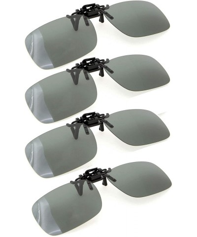 Rectangular Flip-up Clip-on Sunglasses Polarized Lens 60mm Wide x 43mm Height Millimeters - 4 Green - CV18NI4UT05 $40.98