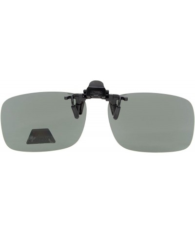 Rectangular Flip-up Clip-on Sunglasses Polarized Lens 60mm Wide x 43mm Height Millimeters - 4 Green - CV18NI4UT05 $19.65