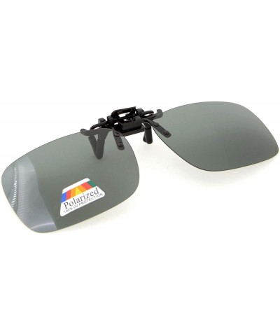 Rectangular Flip-up Clip-on Sunglasses Polarized Lens 60mm Wide x 43mm Height Millimeters - 4 Green - CV18NI4UT05 $19.65