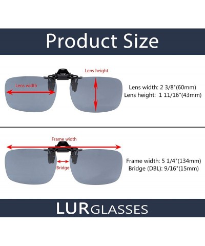 Rectangular Flip-up Clip-on Sunglasses Polarized Lens 60mm Wide x 43mm Height Millimeters - 4 Green - CV18NI4UT05 $19.65