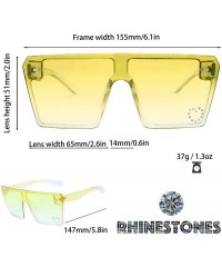 Shield Large Oversized Fashion Square Flat Top Sunglasses - Exquisite Packaging - 730103-crystal Yellow - CS19CUOEXDH $15.61
