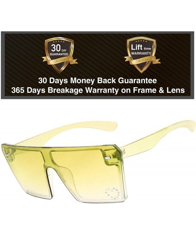 Shield Large Oversized Fashion Square Flat Top Sunglasses - Exquisite Packaging - 730103-crystal Yellow - CS19CUOEXDH $15.61