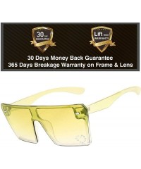 Shield Large Oversized Fashion Square Flat Top Sunglasses - Exquisite Packaging - 730103-crystal Yellow - CS19CUOEXDH $26.13