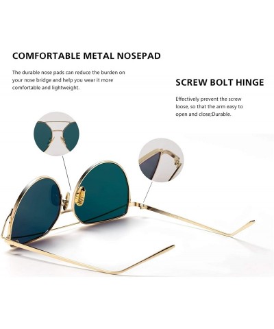 Oversized Cat Eye Mirrored Flat Lenses Metal Frame Sunglasses for Women Retro Fashion Sun glasses Shades - CN18OSCZMNY $11.12