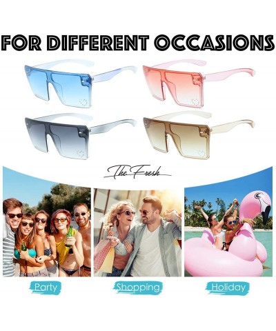 Shield Large Oversized Fashion Square Flat Top Sunglasses - Exquisite Packaging - 730103-crystal Yellow - CS19CUOEXDH $25.46