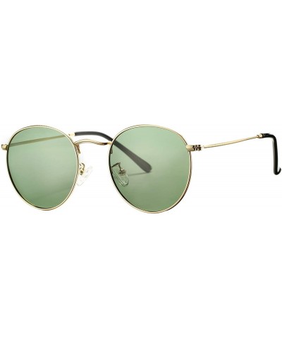 Sport Small Round Metal Polarized Sunglasses for Women Retro Designer Style - Gold Frame/G15 Green Lens - C118UQ6SZMD $29.70