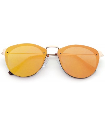 Rimless Flat Color Mirror Lens Rimless Back Flat Frame Geometric Cat Eye Sunglasses - Gold Demi - C61903WGTOG $26.63