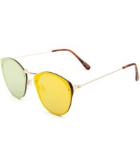 Rimless Flat Color Mirror Lens Rimless Back Flat Frame Geometric Cat Eye Sunglasses - Gold Demi - C61903WGTOG $11.36