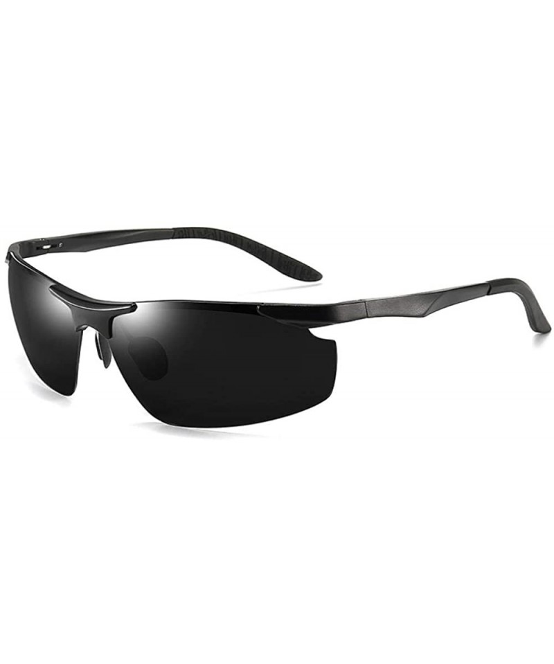 Oval Polarized sunglasses men outdoor sports driving fishing sunglasses mirror glasses - Black Frame - CR190MXXN2Z $33.21