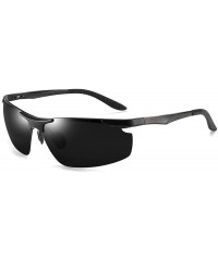 Oval Polarized sunglasses men outdoor sports driving fishing sunglasses mirror glasses - Black Frame - CR190MXXN2Z $33.21