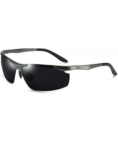 Oval Polarized sunglasses men outdoor sports driving fishing sunglasses mirror glasses - Black Frame - CR190MXXN2Z $33.21