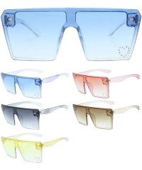 Shield Large Oversized Fashion Square Flat Top Sunglasses - Exquisite Packaging - 730103-crystal Yellow - CS19CUOEXDH $15.61