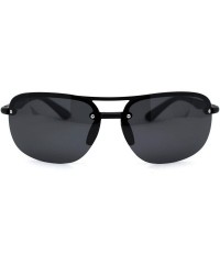 Oval Polarized Mens Classic 90s Half Rim Rimless Style Racer Sunglasses - Matte Black - C818Z3KE7O3 $12.87