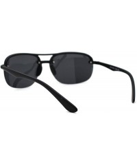 Oval Polarized Mens Classic 90s Half Rim Rimless Style Racer Sunglasses - Matte Black - C818Z3KE7O3 $12.87