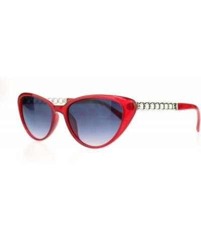 Cat Eye Womens Solid Diva Metal Chain Arm Retro Classic Cat Eye Sunglasses - Red - C111MWB0CYV $19.67