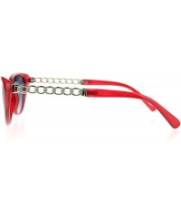 Cat Eye Womens Solid Diva Metal Chain Arm Retro Classic Cat Eye Sunglasses - Red - C111MWB0CYV $12.52